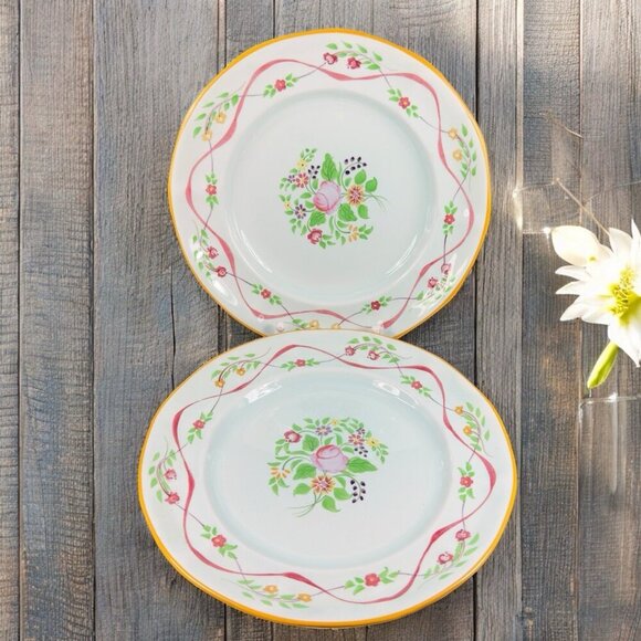 1950s Adams England Calyx Ware Ceramic 9in Dish Plate Set 4 Porcelain Floral VTG - Picture 3 of 15